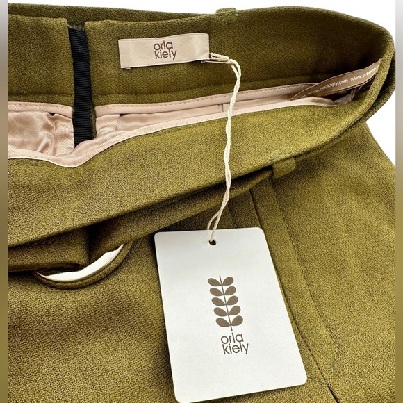 NWT Orla Kiely Olive Fully Lined Wool Blend Inverted Pleat Midi Skirt UK8 US4 - Picture 4 of 10